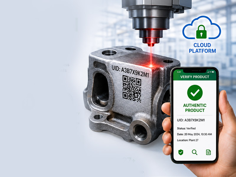 Production facility with laser marking integrated to cloud platform